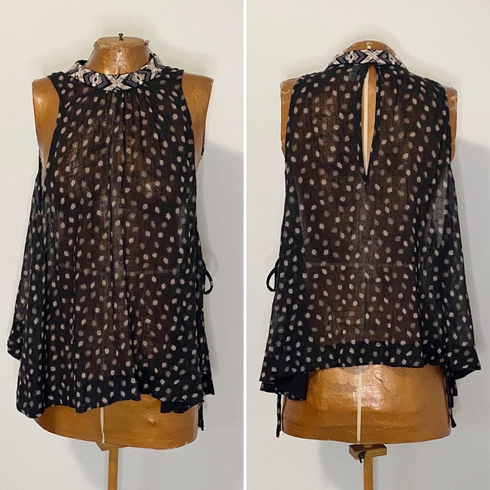 Free People Ride Easy Side Tie Sheer Tank